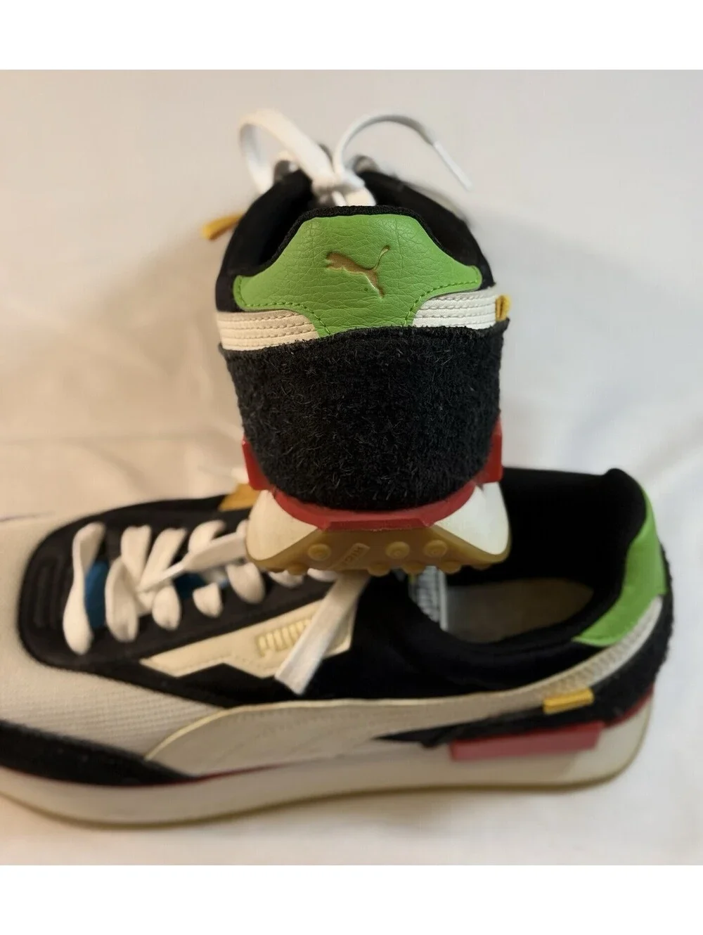 Puma Men's Future Rider WH Casual Sneakers Mesh Black White Blue Size 9